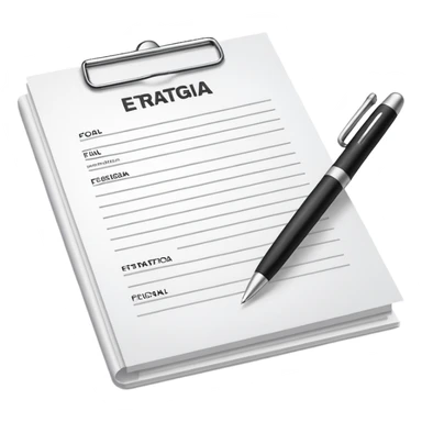 paper with a pen that says Estrategia Fiscal sticker