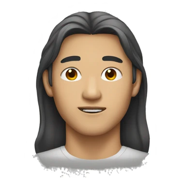 asian man with long hair and jawline sticker