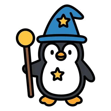 A cute penguin wizard sticker