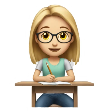 My white sister with light brown hair is doing her homework  sticker