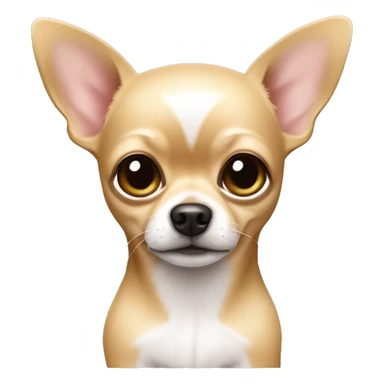 Blonde chihuahua (no white markings) with short hair and big ears holding a teddy bear sticker