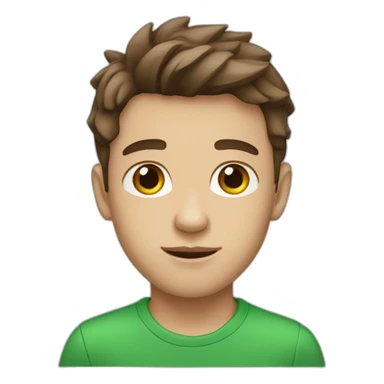 a boy with brown hair that is nice and wild, light skin color and green eyes sticker