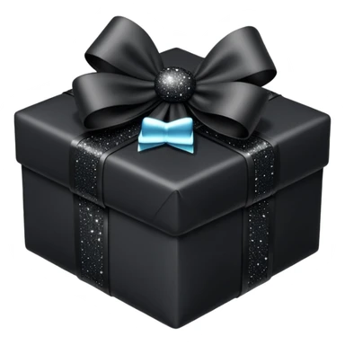black present with black sparkling bow  sticker