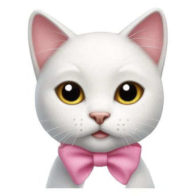 cute white cat with pink bows sticker