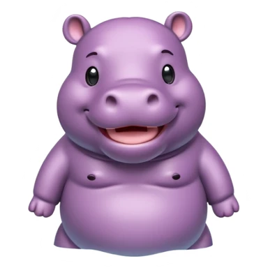A 3D cartoon hippopotamus half-submerged in water, smiling gently, soft lighting, rounded body and glossy texture, cute Memoji-style look.Full body. sticker