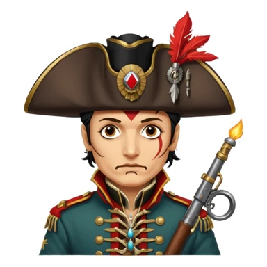Adam Ant  painted with Indian war colors  is wearing a Hungarian Hussar'S JACKET, holds two firelocks-steam punk in his hands sticker
