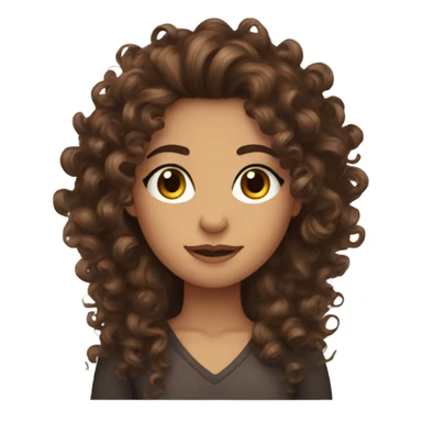 Curly brown hair long eyelashes sticker
