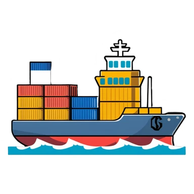 Cargo container ship in ocean sticker