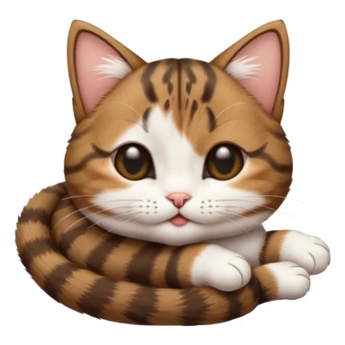dark brown tabby and white small cat in funny positions upside down with eyes closed sticker