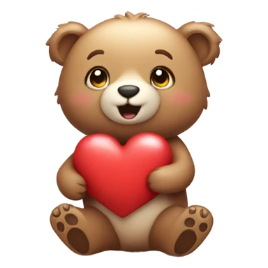 Cute bear holding a heart in the air  sticker