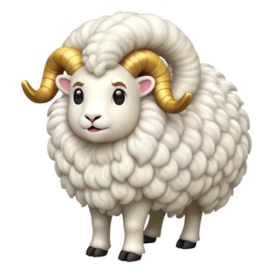 cinematic-[ram]-realistic-full-body-standing-emoji,-tail-flicking-lazily,-head-tilted-dramatically,-curly-[white]-fur,-simplified-yet-realistic-focused-features,-highly-detailed,-glowing-with-an-almost-sarcastic-glow sticker