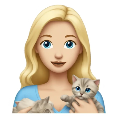 Blonde woman with blue eyes holding kittens sticker