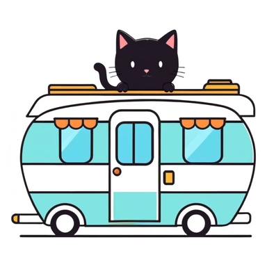 Black cat in a motorhome sticker