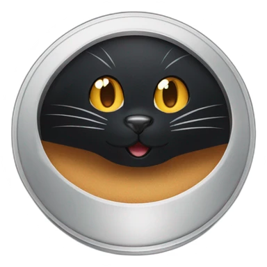 a big black cat with brown eyes holds a lid in his mouth sticker