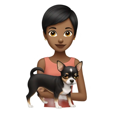 Black short hair girl with golden short hair chihuahua  sticker