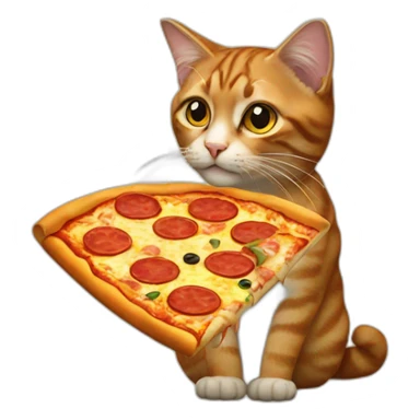 a cat with a pizza sticker