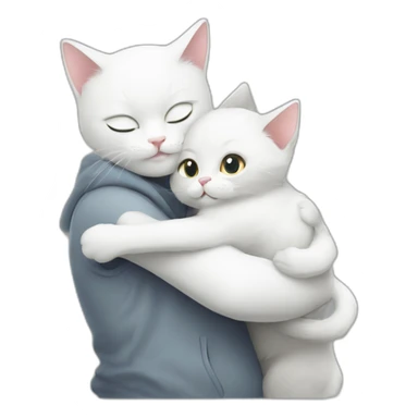 white cat hug grey cat sticker