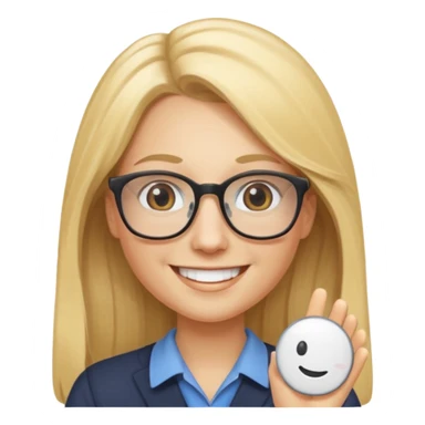 long blonde hair teacher saying hello sticker