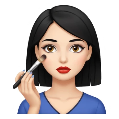 메이크업 해주고 있는 검정색 머리의 여성 sticker