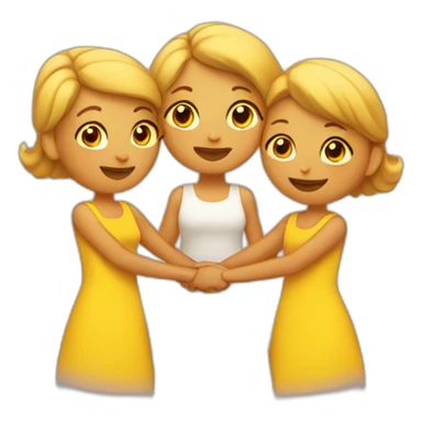 three yellow women holding hands sticker
