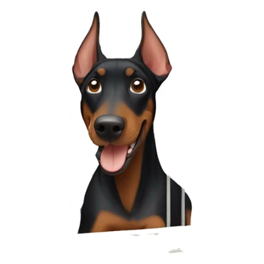 doberman inside a tiny cage but very happy sticker