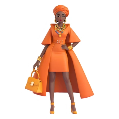 Chic African woman in high fashion outfit, elegant accessories, and contemporary urban style sticker