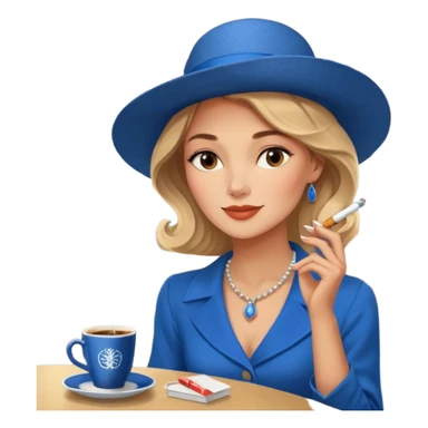 a woman with a slight smile smoking a cigarrette while holding a blue hardcover of Anna Karenina by Liev Tolsoi in a cafeteria full of queer people being nice and ordering specialty coffee from nigeria sticker