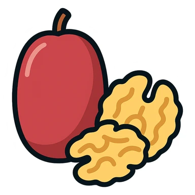 color outline icon of a date fruit with walnuts sticker