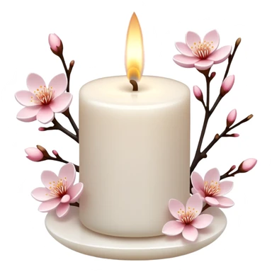 Zen meditative calm beautiful sakura candle aesthetic detailed decorations sticker