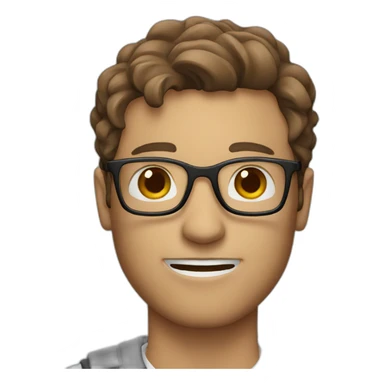White Male with Brown Hair with Glasses Holding Popcorn sticker
