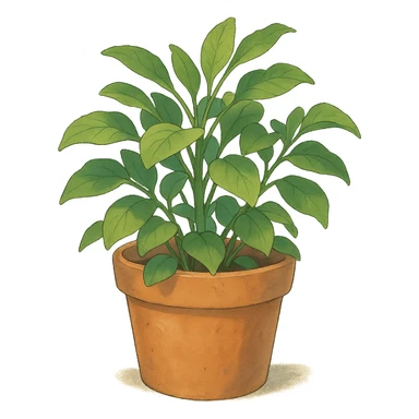 potted plant ghibli style sticker