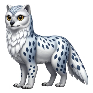 Long-beaked scaly beautiful pretty realistic Gryphon-Griffin-Snow-Leopard-Arctic-Fox-Arctic-Wolf-Snowy-Owl-fusion-hybrid-animal-creature, full body sticker
