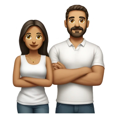 Latin girl with hoops and her Italian husband with facial hair white shirts sticker