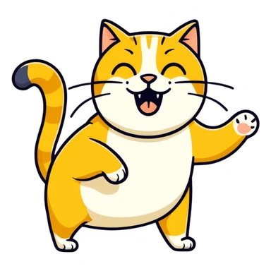 golden cat  meowing ￼at old blind man  sticker