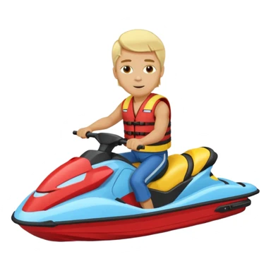 Jek Ski emoji youcan see the jetski with the Man on the Jek Ski blone hair Red lifevest, JekSki is BXW720 light blue yellow sticker
