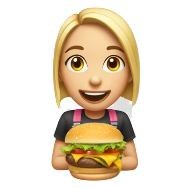 girl eat burger sticker