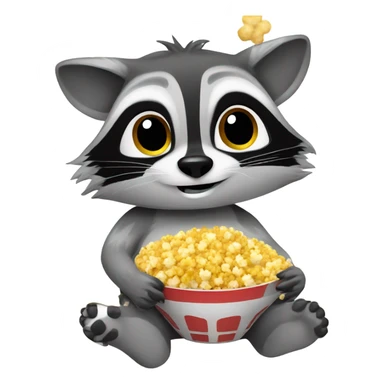 Raccoon eating popcorn  sticker