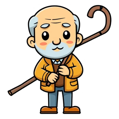 Old man with stick sticker