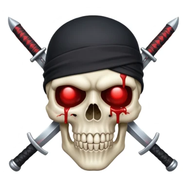 Black Skull and crossed sabers with a bleeding eyepatch sticker