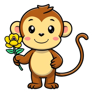 monkey holding a flower sticker