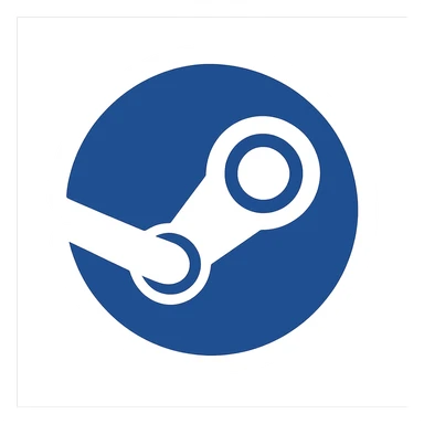 steam logo, very simple flat color clip art style, minimal, blue, with a white accent, no text sticker