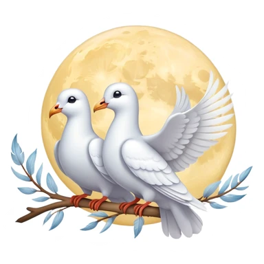 Happy moon with 3 doves  sticker