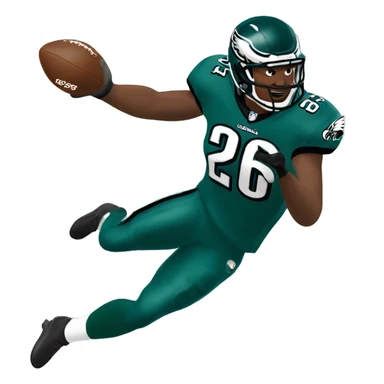 philadelphia eagle player football number 26 jumping kelly green sticker