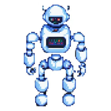 a robot working out in a gym, pixel art style sticker