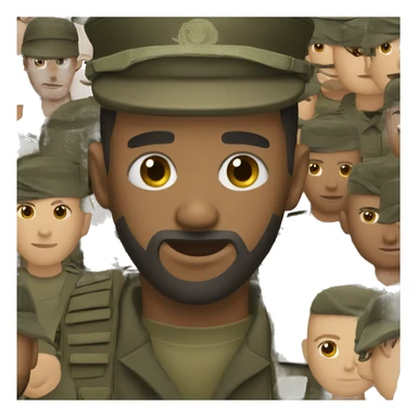 Dark brown man army soldier with beard sticker