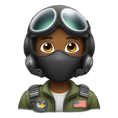 black fighter pilot with mask sticker