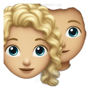 Girl with blonde curly hair and blue eyes holding hands with blonde boy with brown eyes sticker