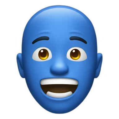 Blue Man displaying rumpus sticker