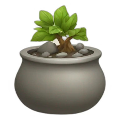 A rock with a pot on top sticker