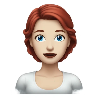 Pale woman dark red hair blue eyes red lips sticker